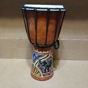 Djembe Wooden Drum Hand Carved Painted Goatskin Drum Head West African Music